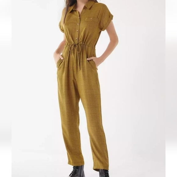 Urban Outfitters Tilda Plaid Drawstring Jumpsuit - Picture 1 of 4